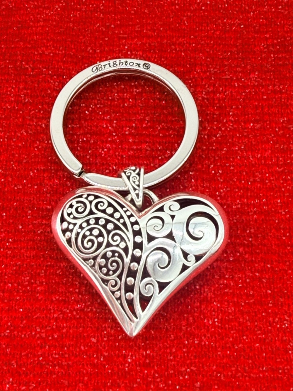 Brighton Silver Filigree Heart Keyring